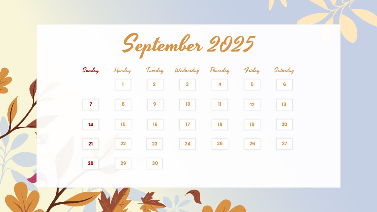 September 2025 Calendar – Free Powerpoint And Google Slides - Calendar 2025 September Google