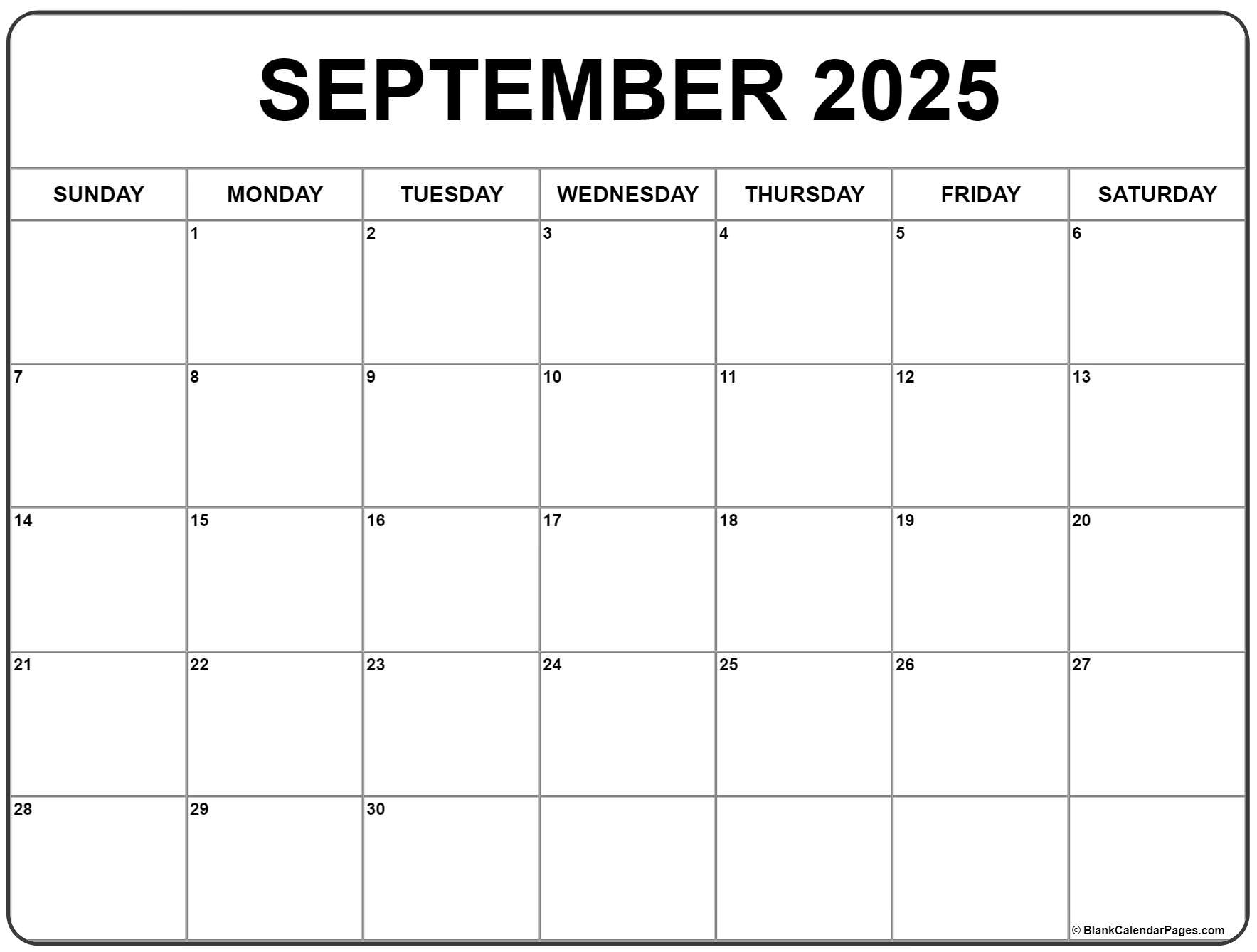 September 2025 Calendar | Free Printable Calendars - Printable September 2025 Calendar with Holidays