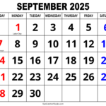 September 2025 Calendar (Free Printable) – Free Printables – September 2025 Calendar Download