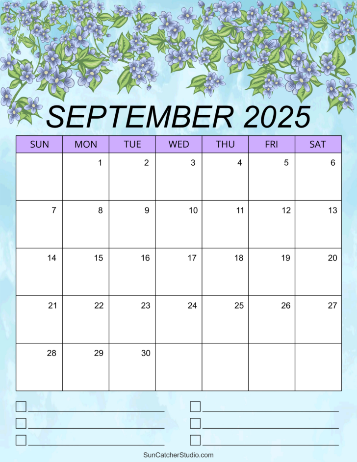 September 2025 Vertical Calendar Printable
