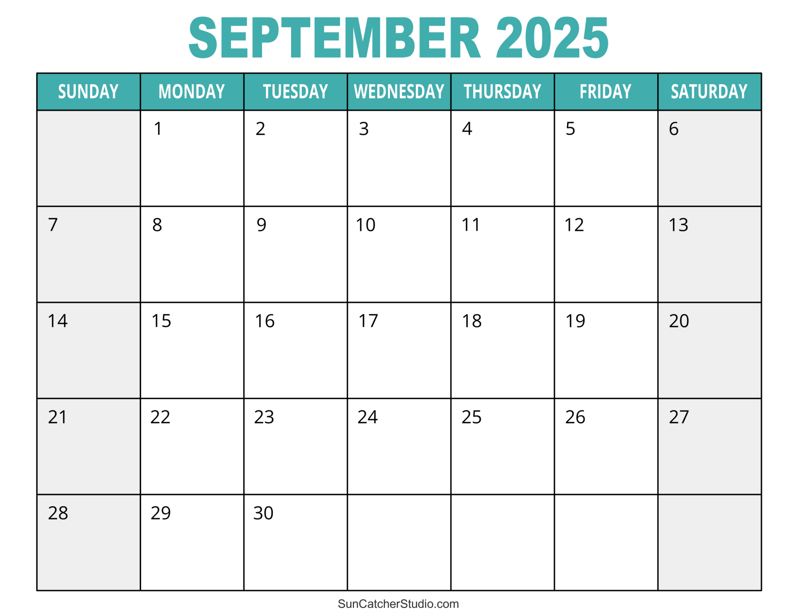 September 2025 Calendar (Free Printable) – Free Printables - September Calendar 2025 Pieces Printable