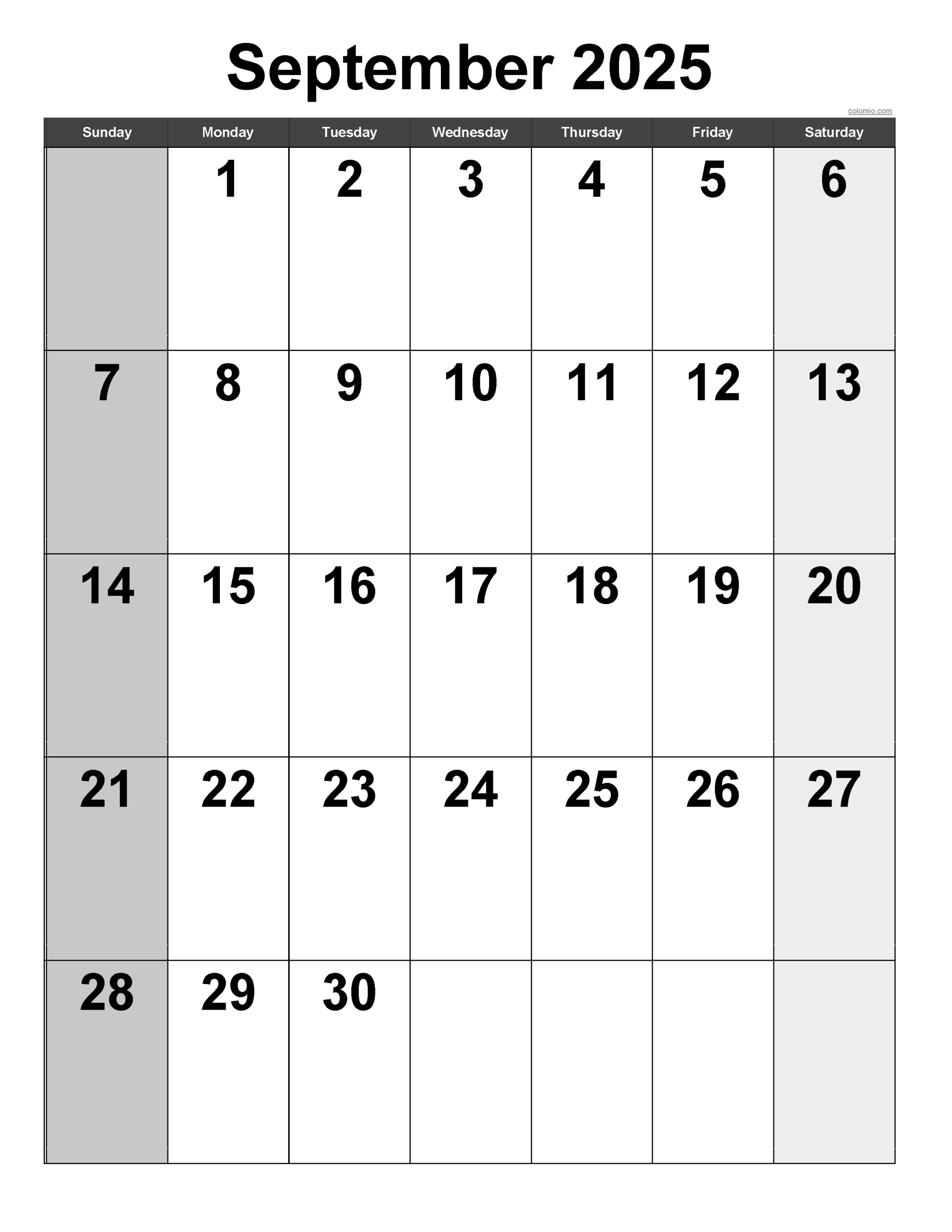 September 2025 Calendar | Free Printable Pdf, Xls And Png - September 2025 Calendar Vertical
