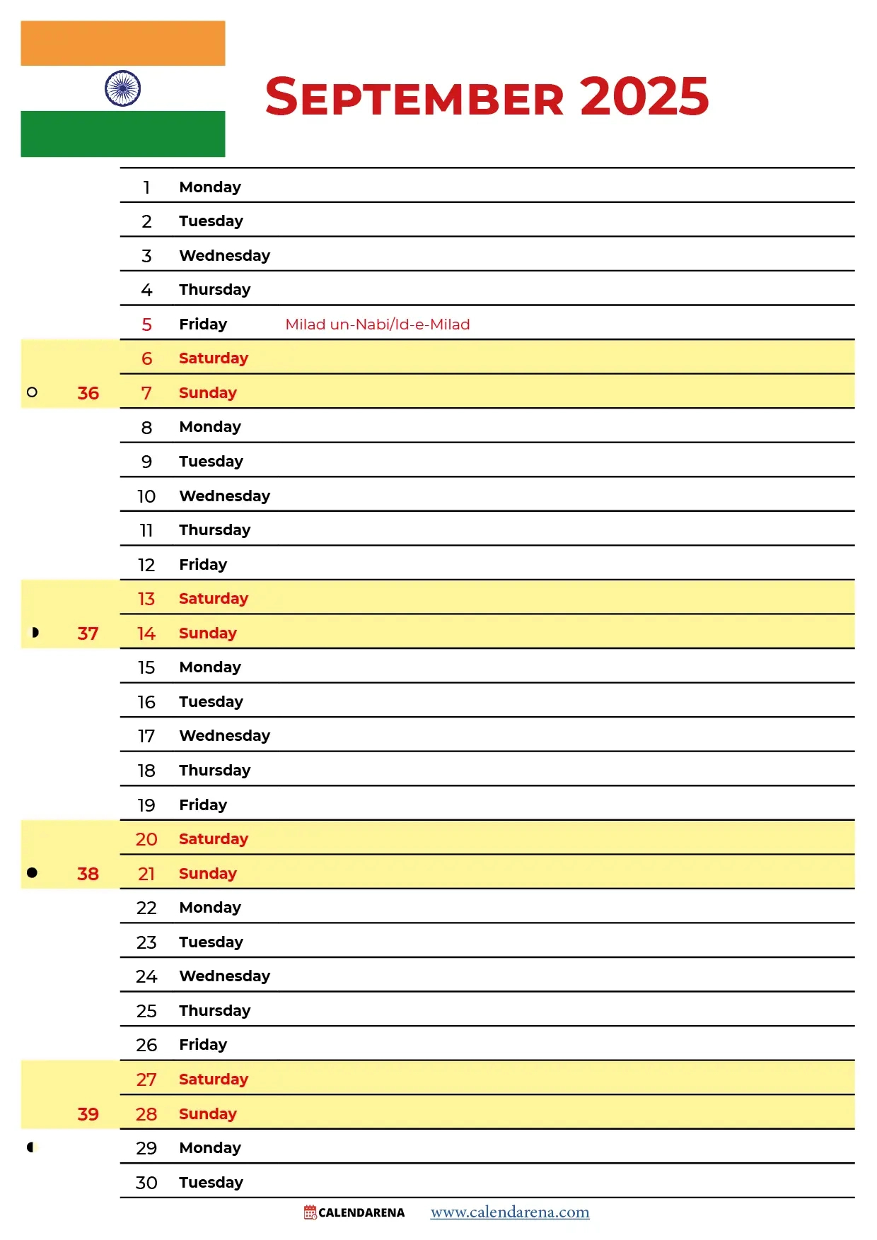 September 2025 Calendar India - September 2025 Calendar With Holidays And Festivals
