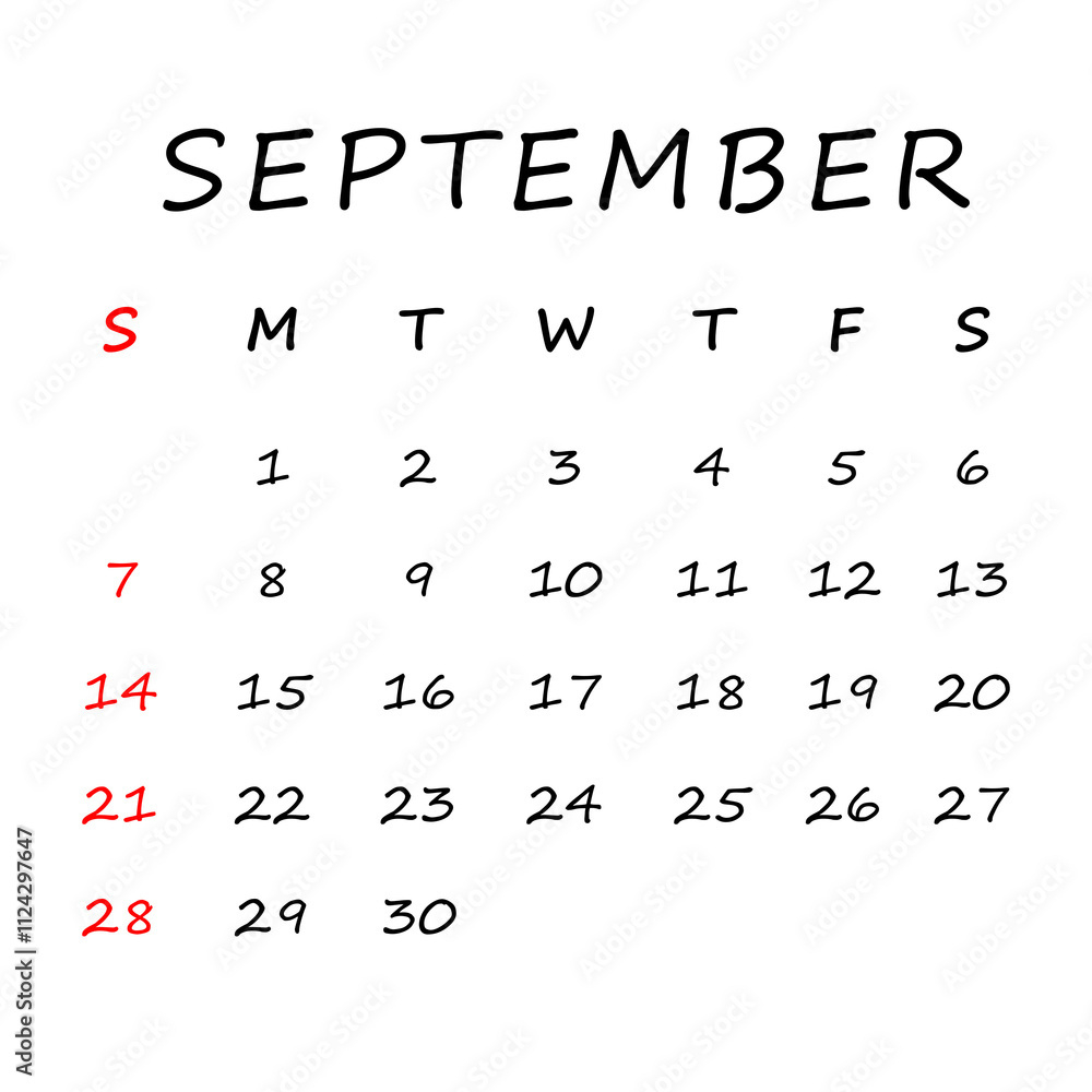 September 2025 Calendar Png Transparent Background Stock - September 2025 Calendar Png