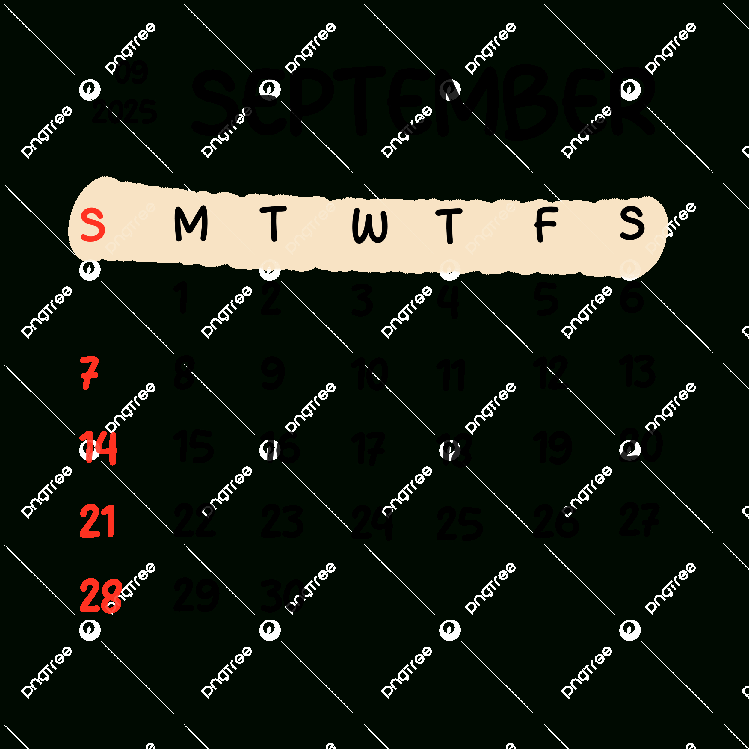 September 2025 Calendar Png Transparent Images Free Download - September 2025 Calendar Png