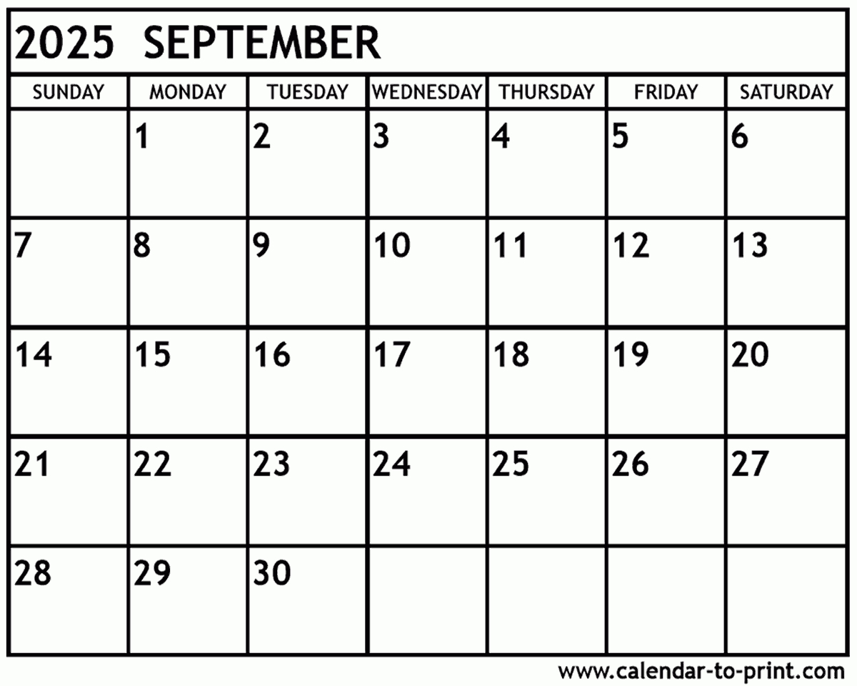 September 2025 Calendar Printable - Google Calandar September 2025