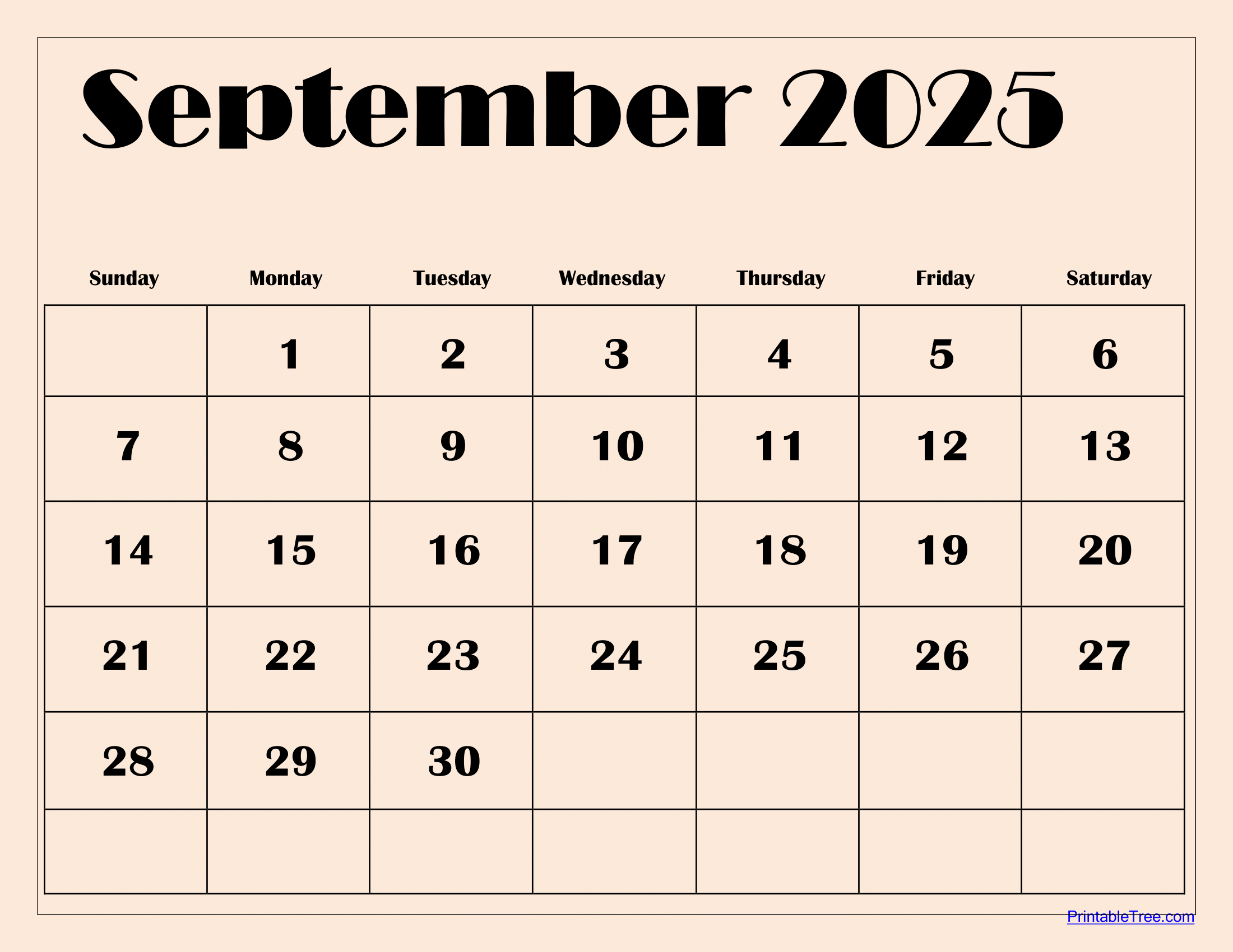 September 2025 Calendar Printable Pdf Template With Holidays - Blank Calendar For September 2025