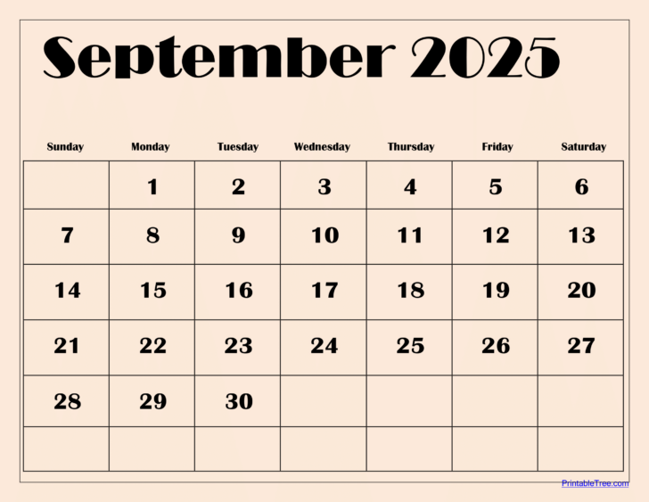 Calendar September 2025 Printable
