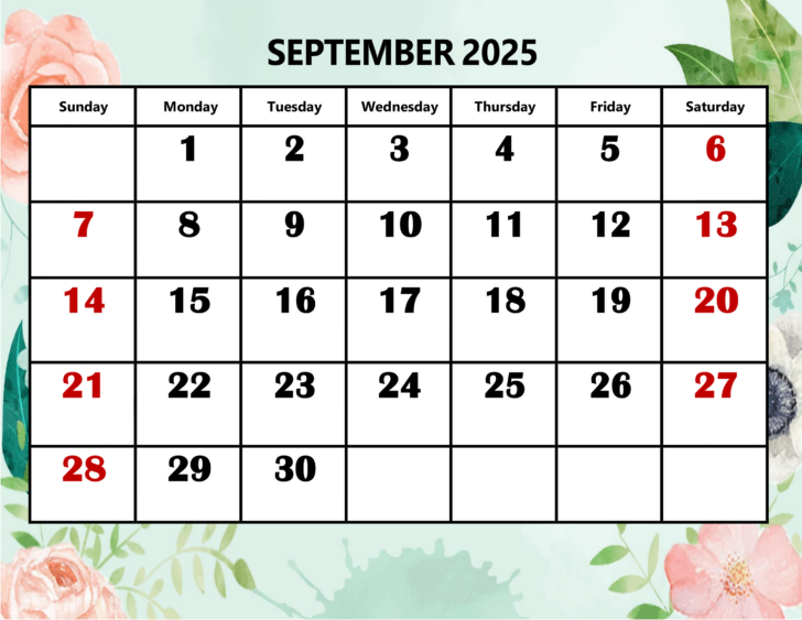 September 2025 Calendar with Holidays Usa