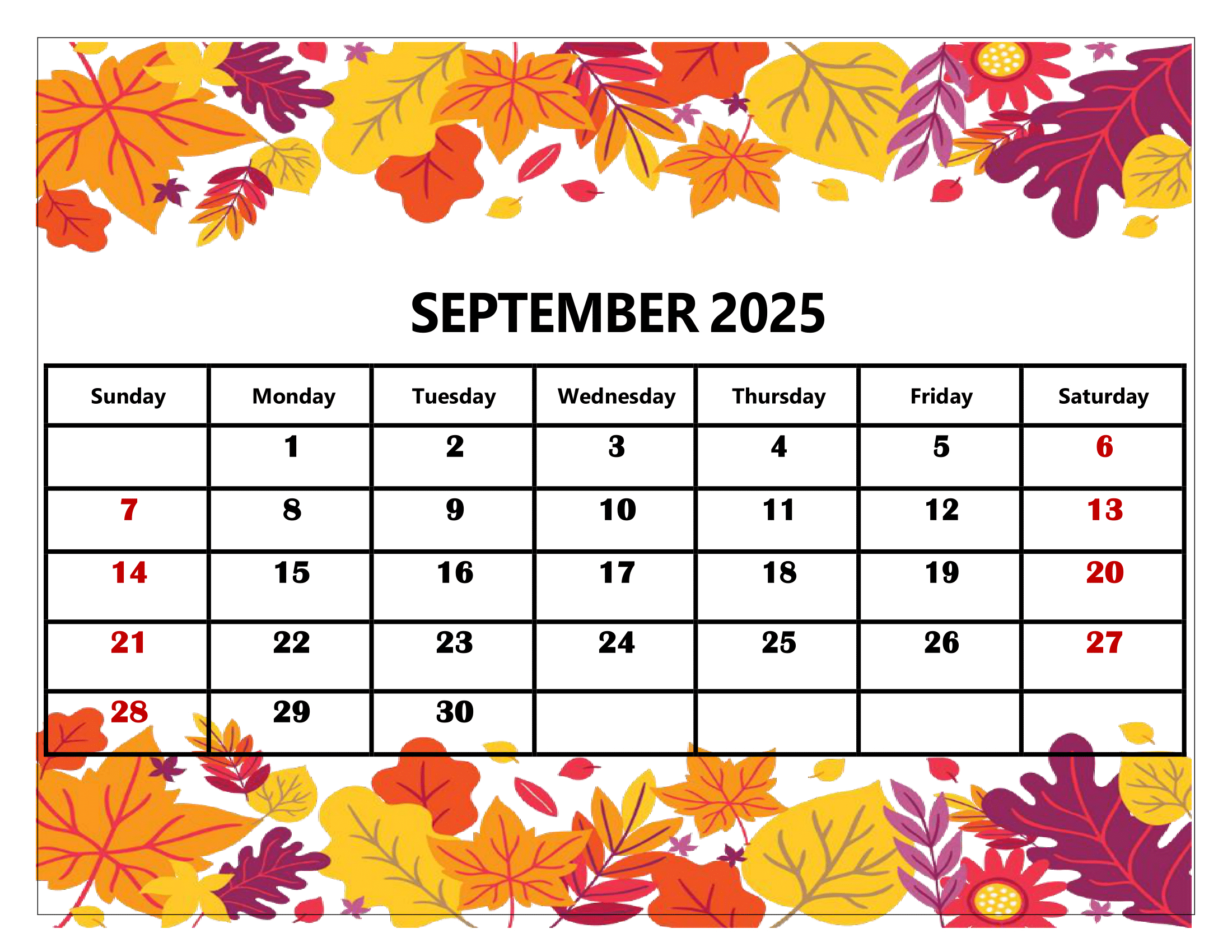 September 2025 Calendar Printable Pdf Template With Holidays - September Calendar 2025 with Holidays Printable