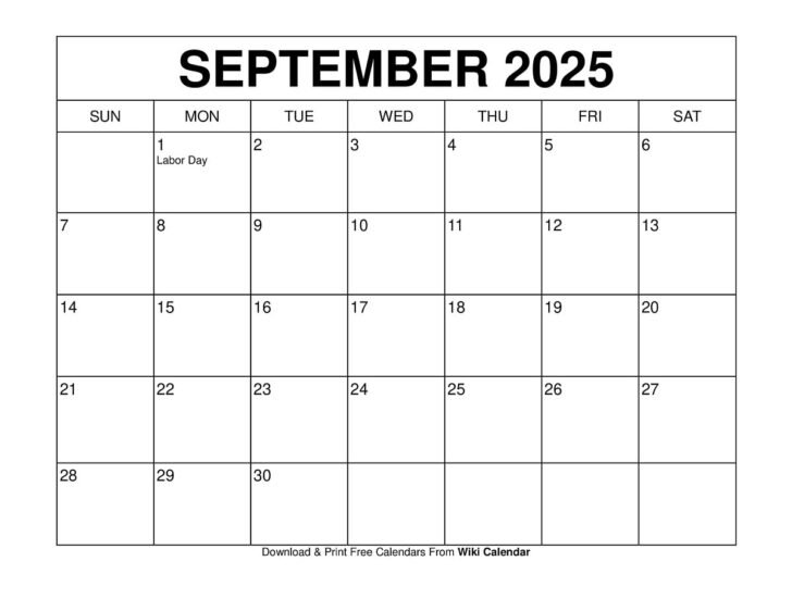 September Calendar Events 2025