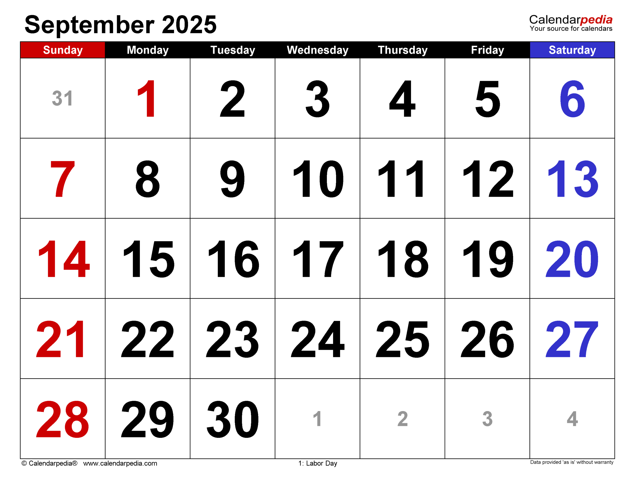 September 2025 Calendar | Templates For Pdf, Excel And Word - September 2025 Calendar With Days