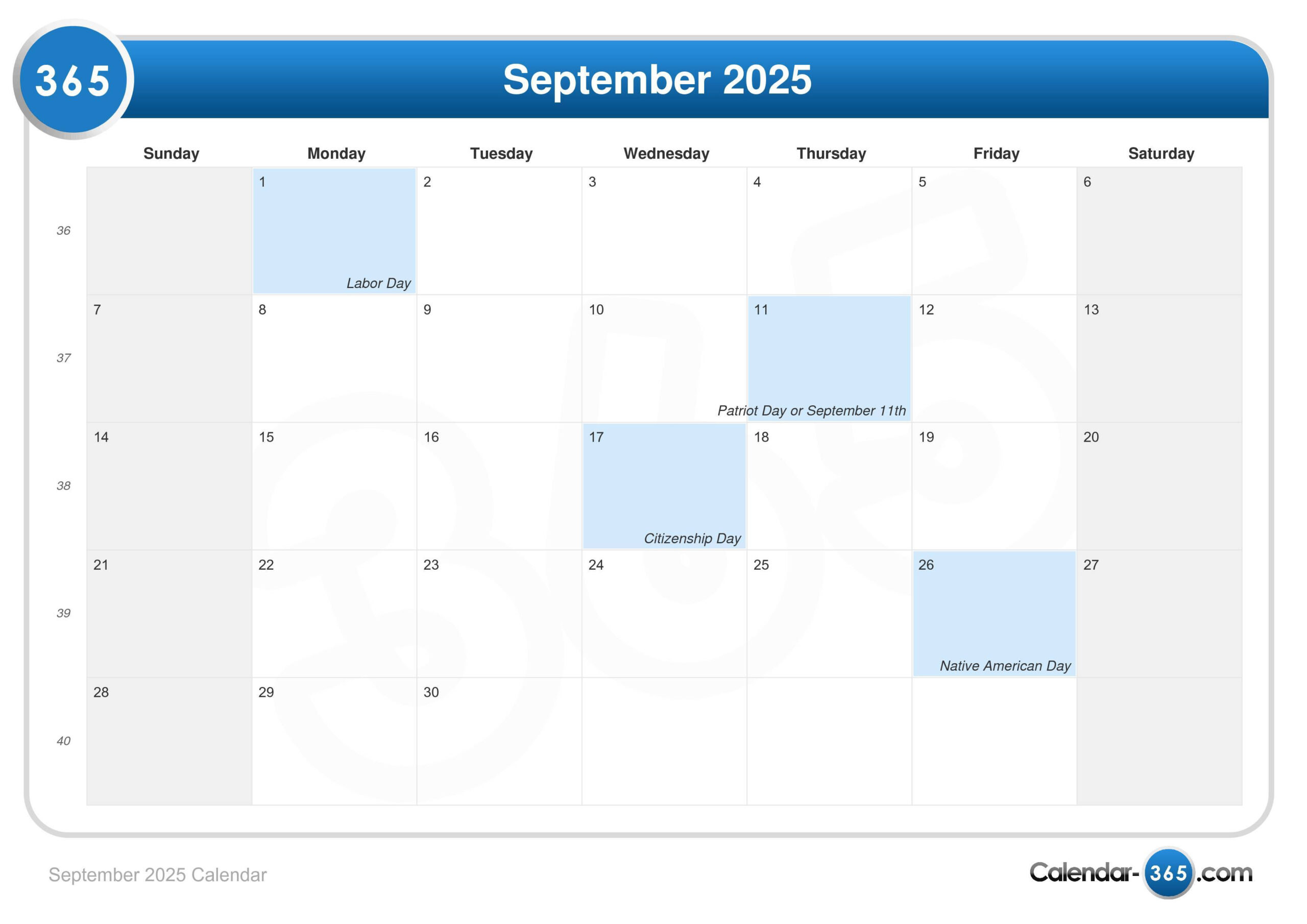 September 2025 Calendar - Vegas Calendar September 2025