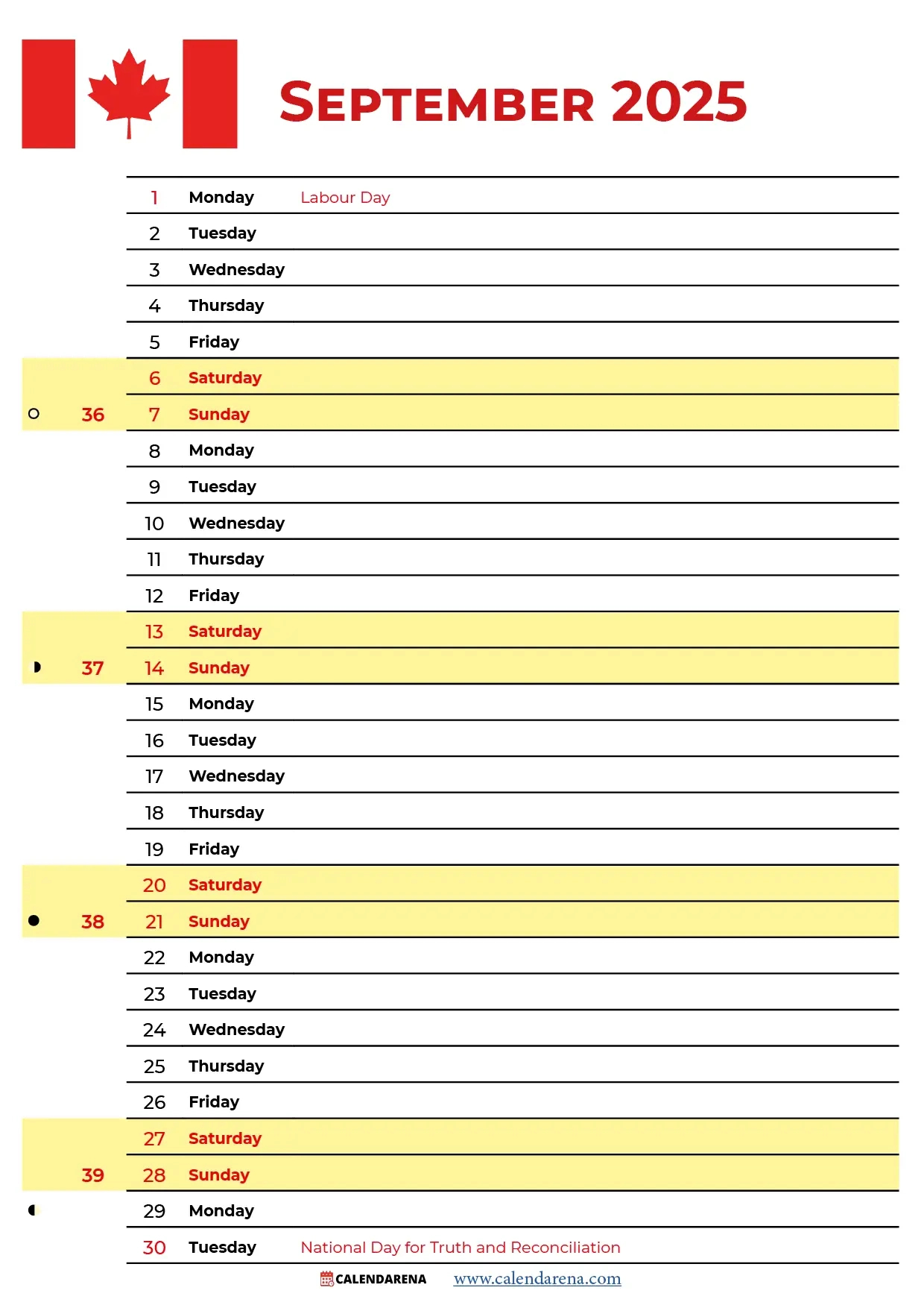 September 2025 Calendar With Holidays Canada - September 2025 Calendar with Holidays Canada