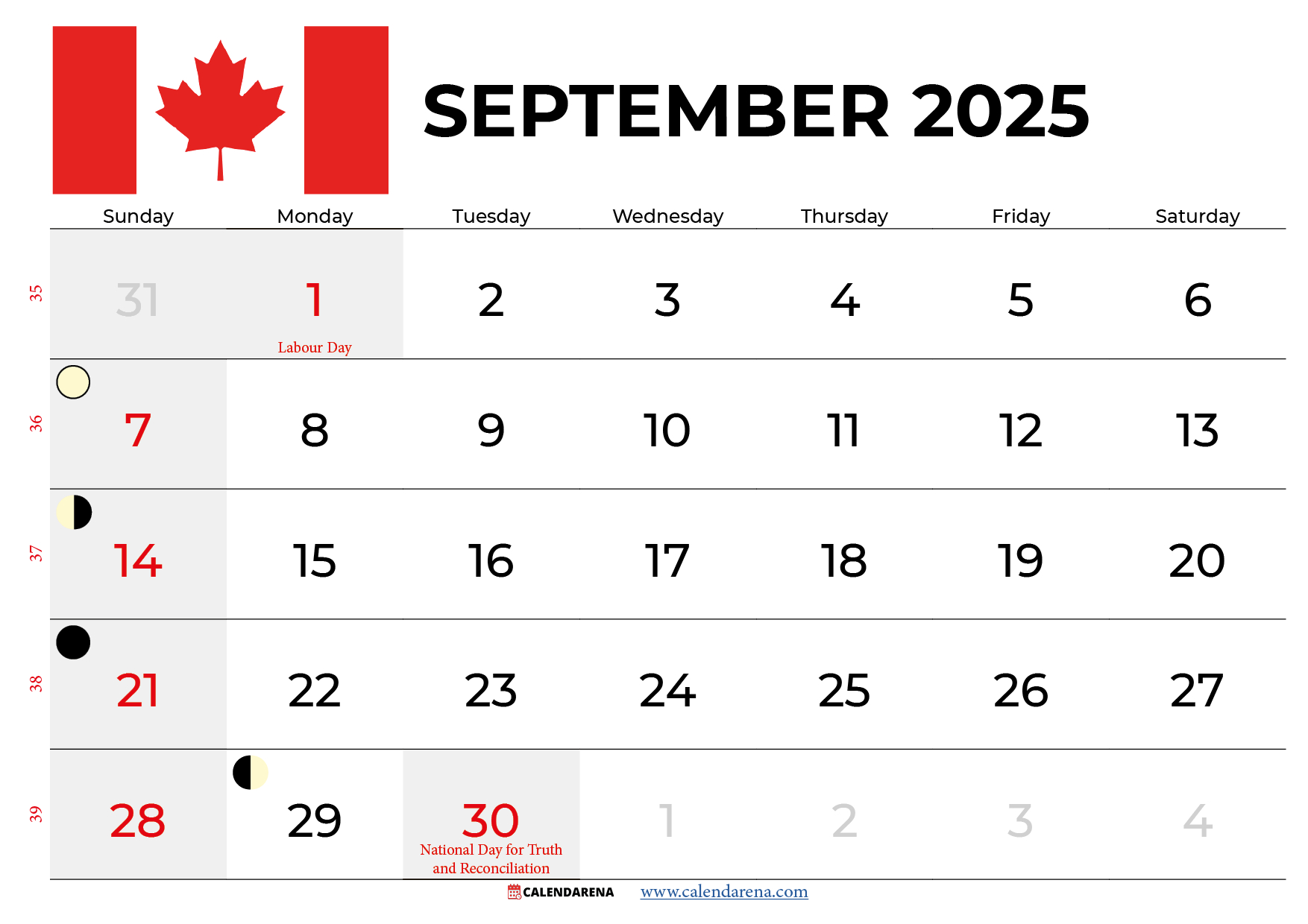September 2025 Calendar With Holidays Canada - September Long Weekend 2025
