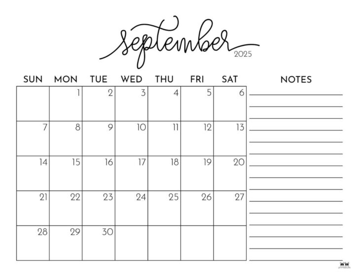 Free Printable Calendar For September 2025