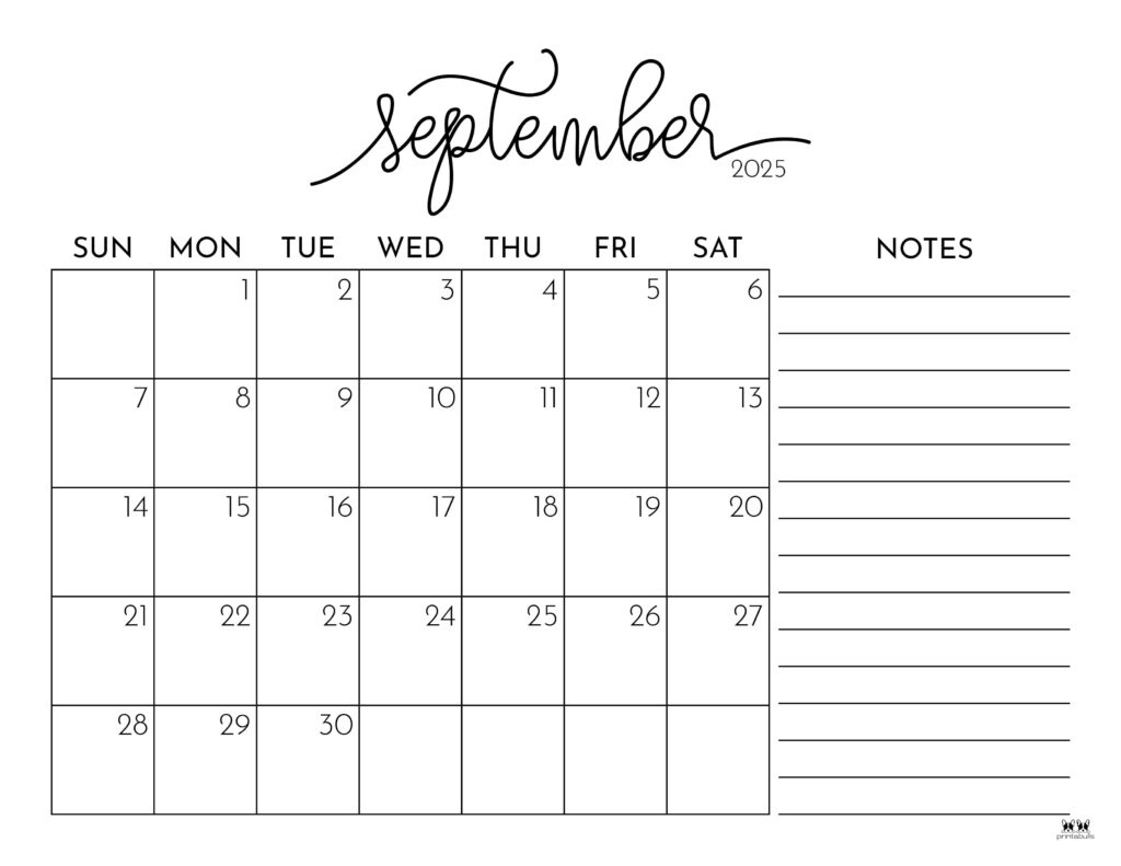September 2025 Calendars - 107 Free Printables | Printabulls - Free Printable Calendar For September 2025