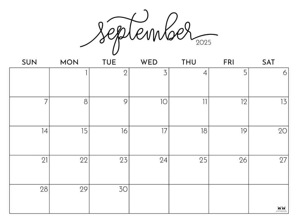 September 2025 Calendars - 107 Free Printables | Printabulls - September 2025 Calander
