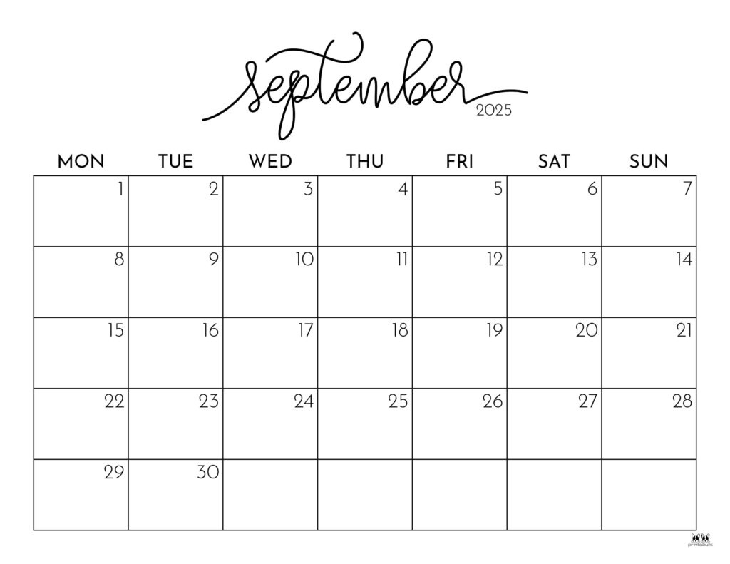 September 2025 Calendars - 107 Free Printables | Printabulls - September 2025 Calendar Homemade