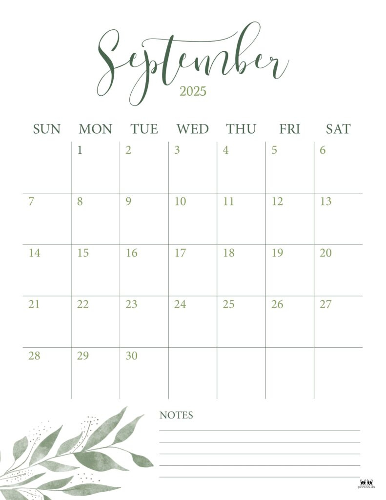 September 2025 Calendars - 107 Free Printables | Printabulls - September 2025 Calendar Homemade