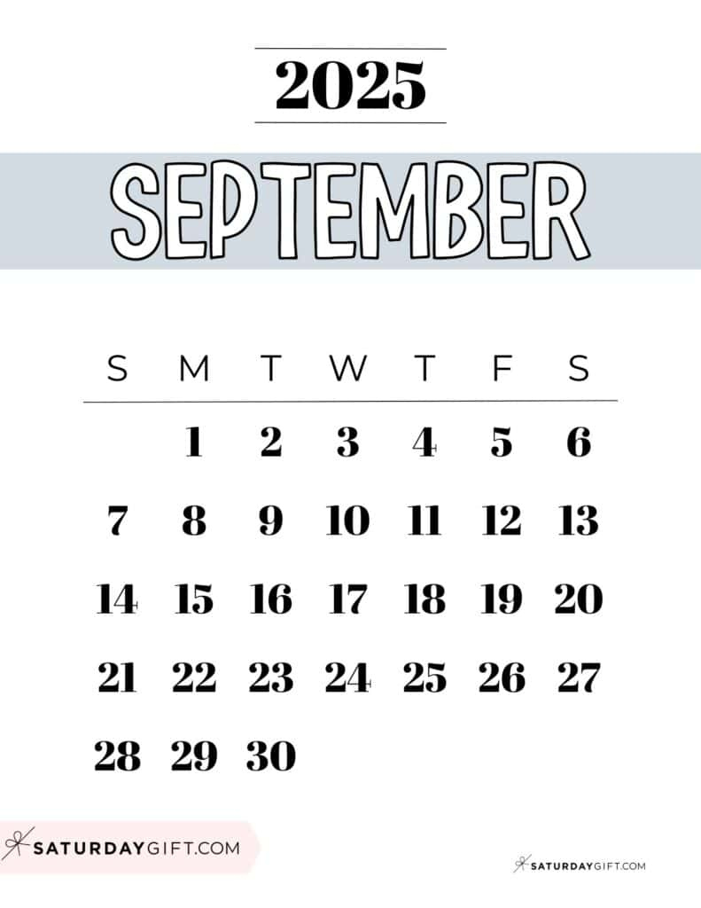 September 2025 Calendars - 23 Cute Free Printable Pdfs | Saturdaygift - General Blue Calendar September 2025