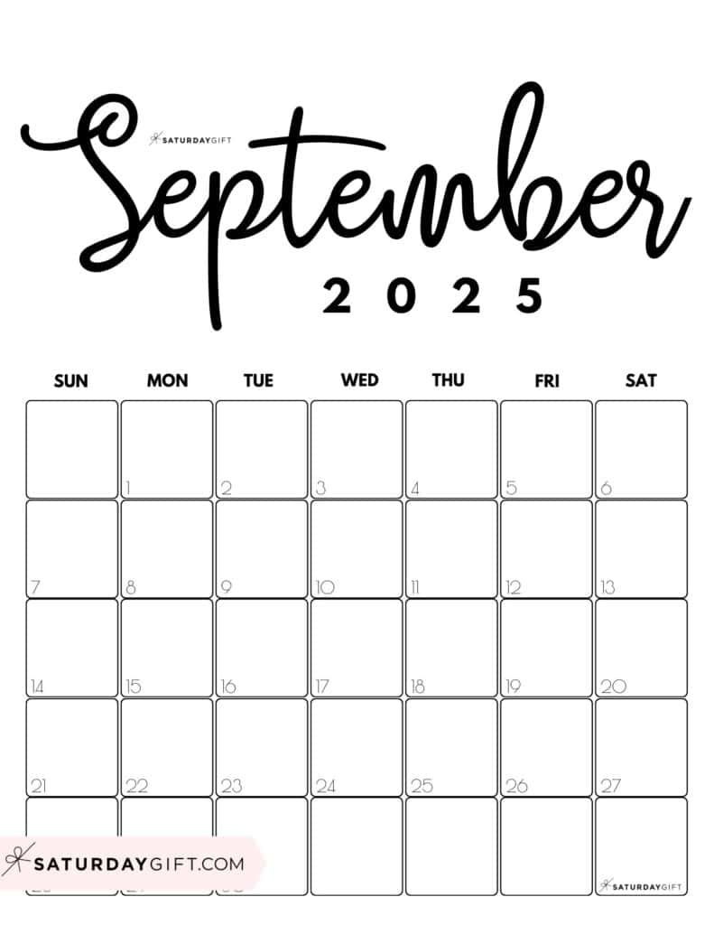 September 2025 Calendars - 23 Cute Free Printable Pdfs | Saturdaygift - Printable September Calender