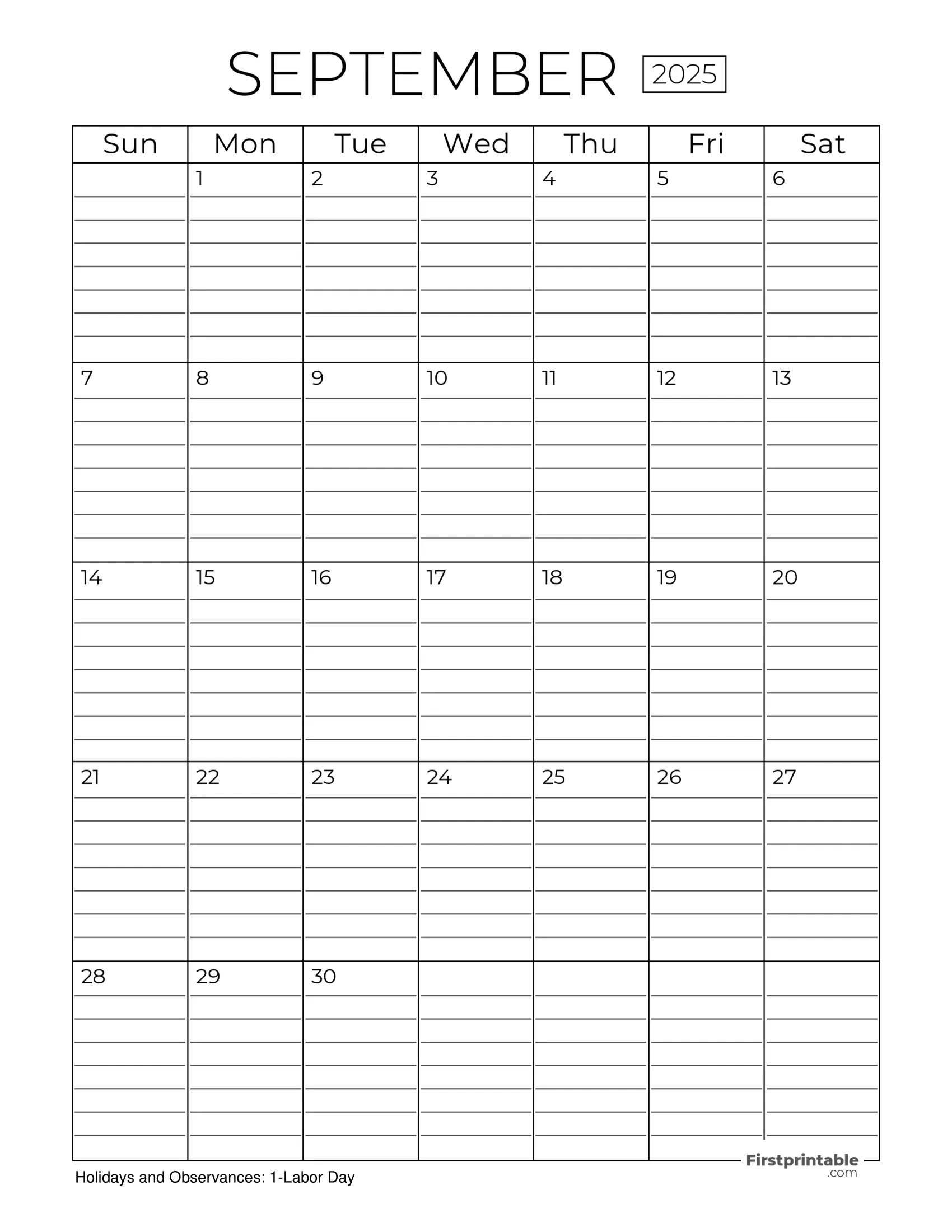 September 2025 Calendars - Free Printable &amp;amp; Fillable - September 2025 Calendar Editable