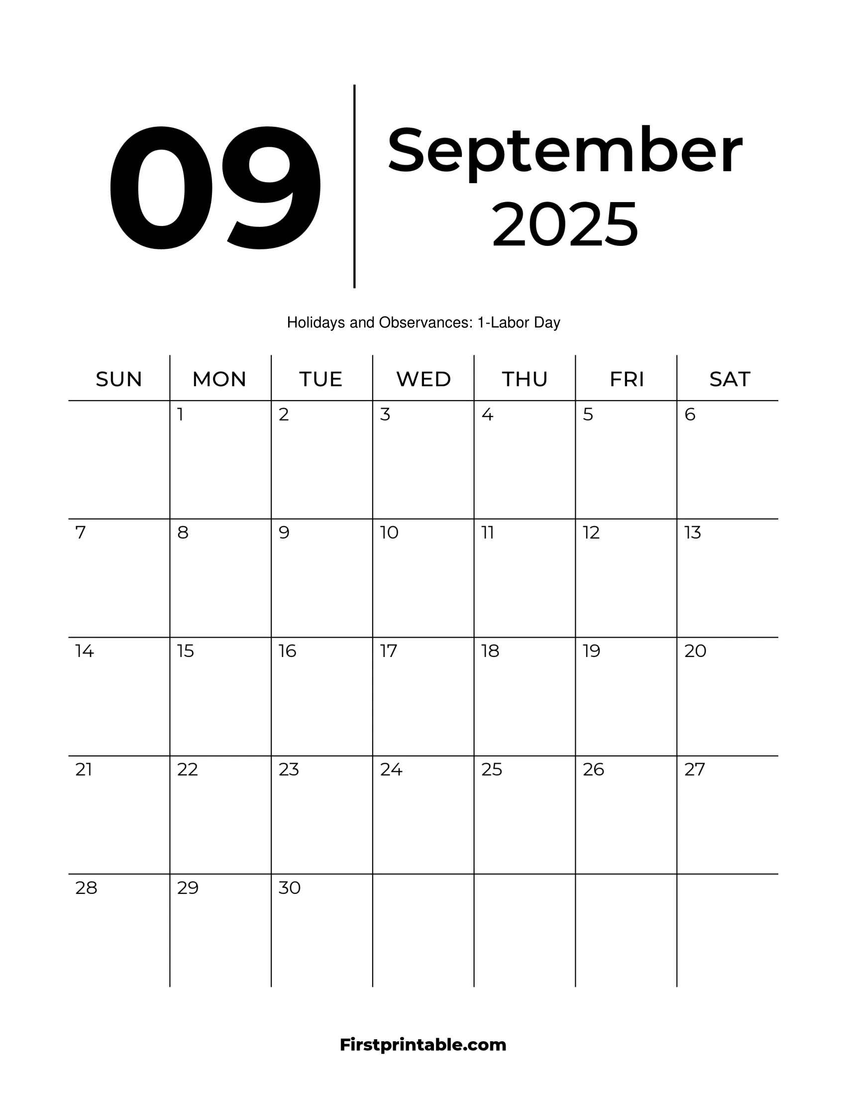 September 2025 Calendars - Free Printable &amp;amp; Fillable - September Calendar 2025 Template Printable
