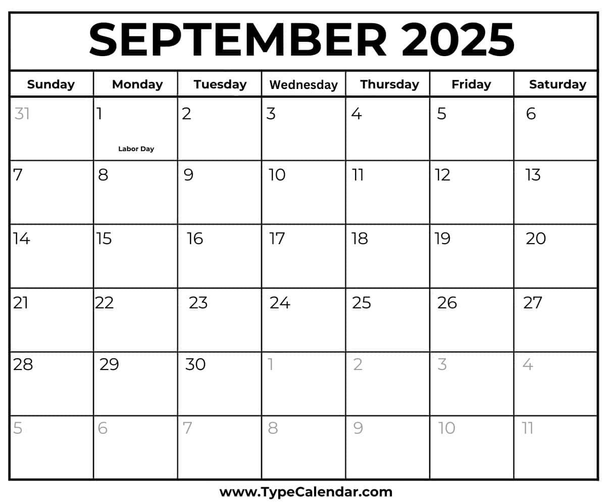 September 2025 Calendars - Free Printable Templates - September 2025 Calendar Labor Day