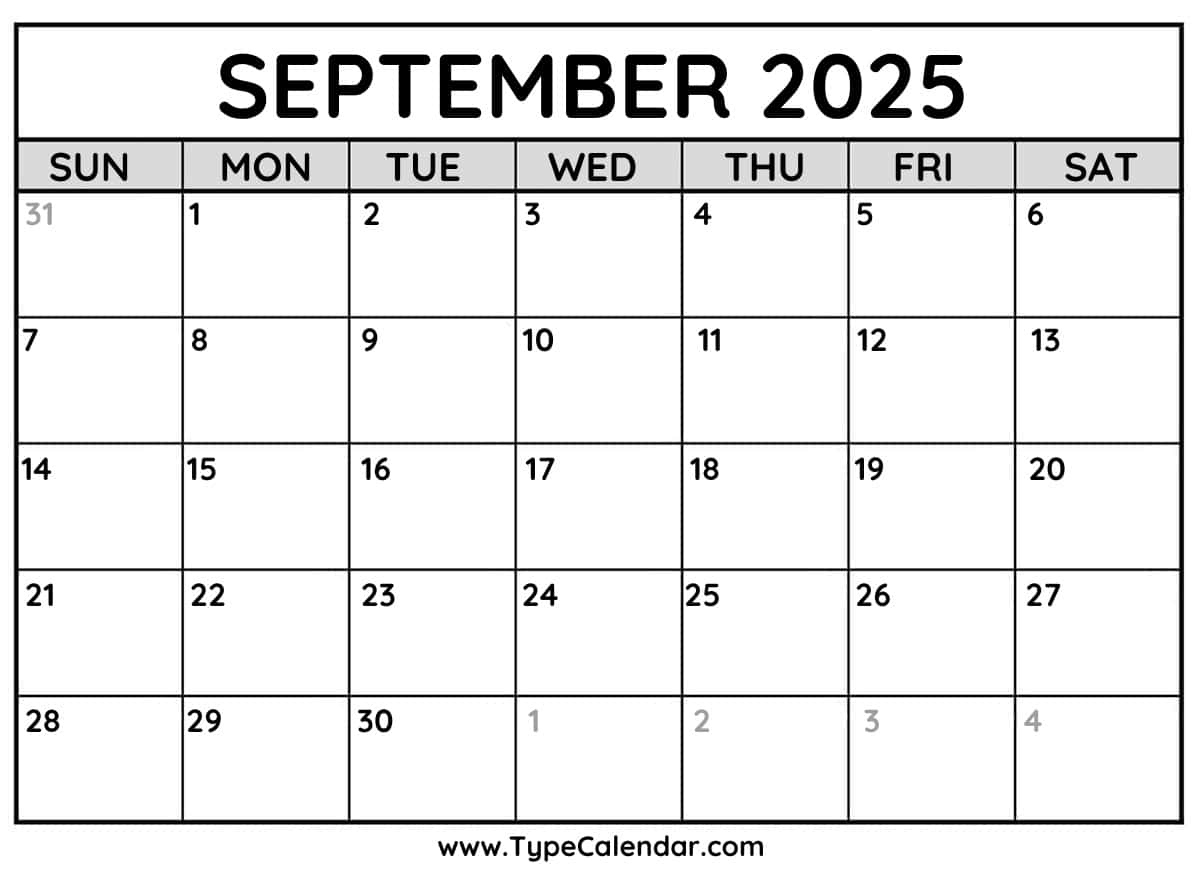 September 2025 Calendars - Free Printable Templates - September 2025 Calendar Waterproof