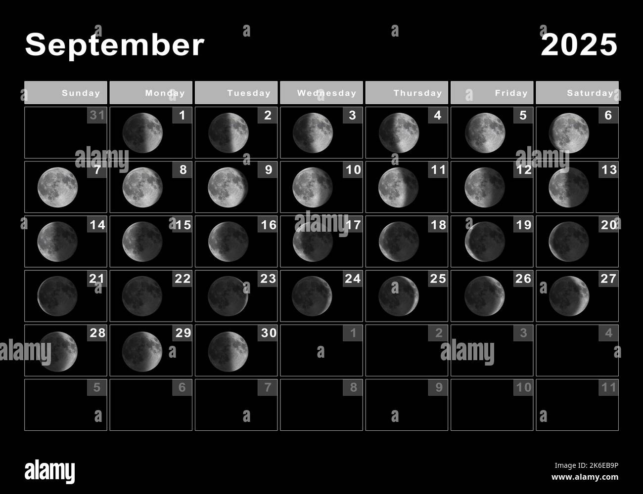 September 2025 Lunar Calendar, Moon Cycles, Moon Phases Stock - Full Moon Schedule September 2025 Calendar