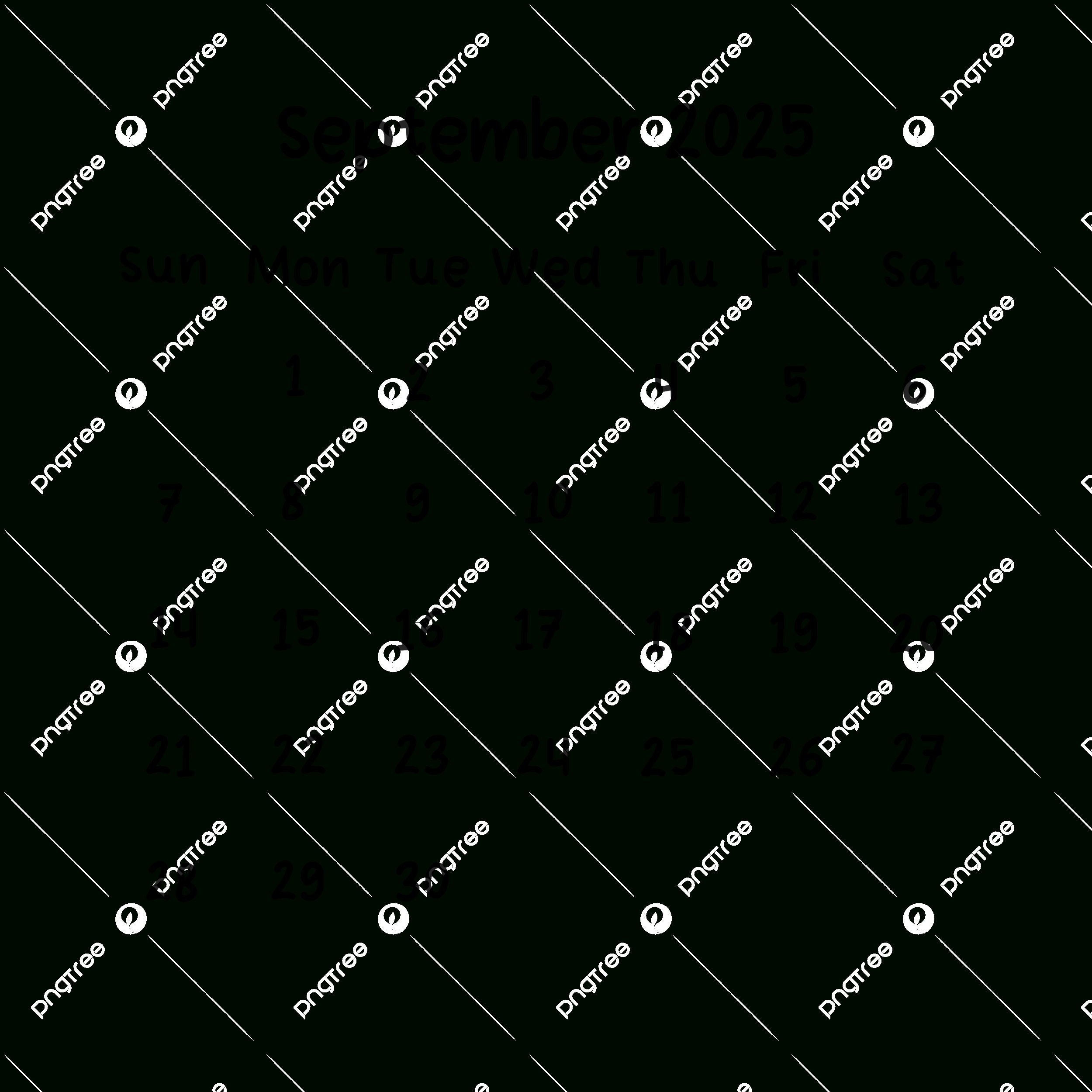 September 2025 Plain Calendar In Black Color, September, 2025 - September 2025 Calendar Black Background