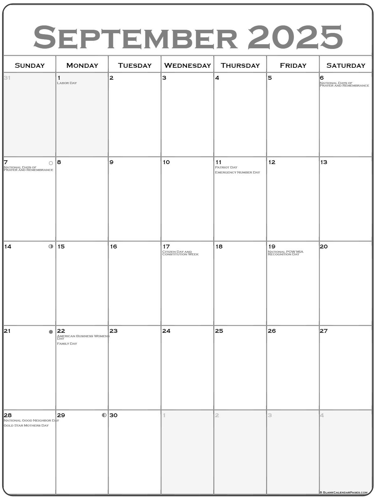 September 2025 Vertical Calendar | Portrait - Calendar 2025 September With Holidays
