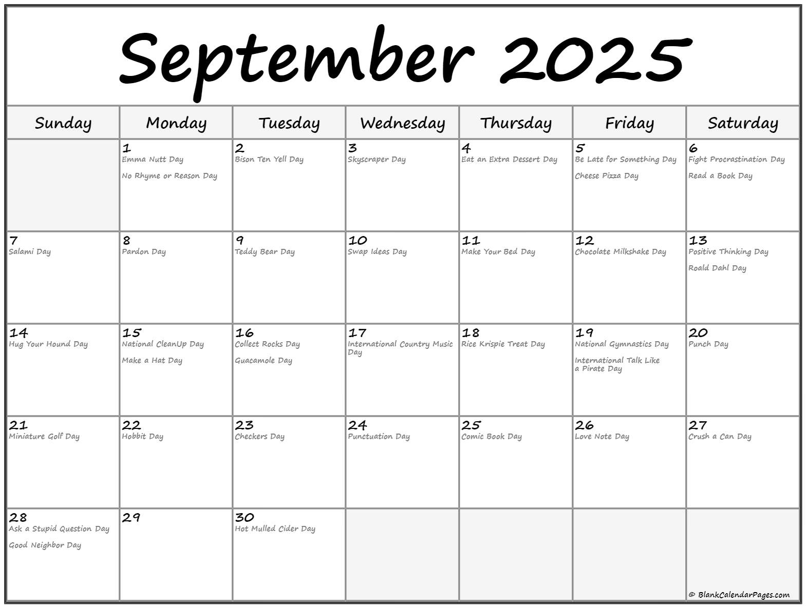 September 2025 With Holidays Calendar - National Day Calendar September 2025