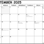 September 2025 With Holidays Calendar – National Days in September 2025