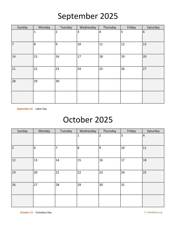 Printable Calendar September October 2025
