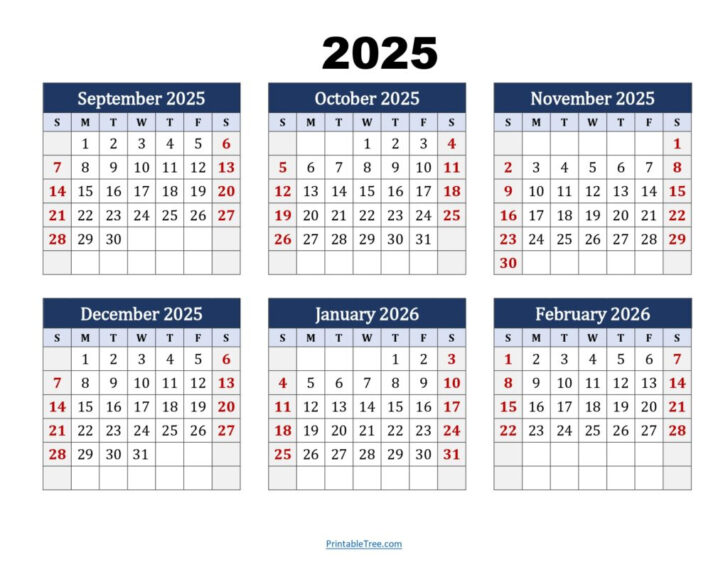 September 2025 to June 2026 Calendar Printable