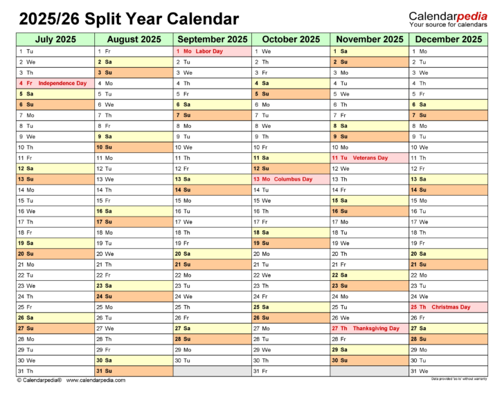 September 2025 to June 2026 Calendar Printable Free