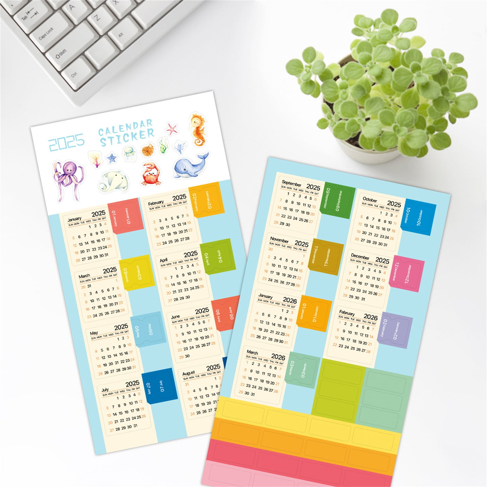 Yhsdtq, 2025 Calendar Month Stickers, Diary Label Stickers - September 2025 Calendar Printable Waterproof